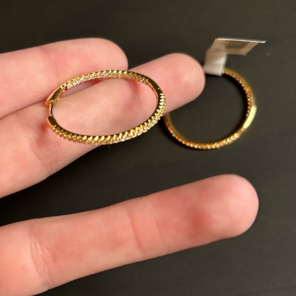 Roberto Coin 30MM Inside Out Pave Hoop Earrings Yellow Gold